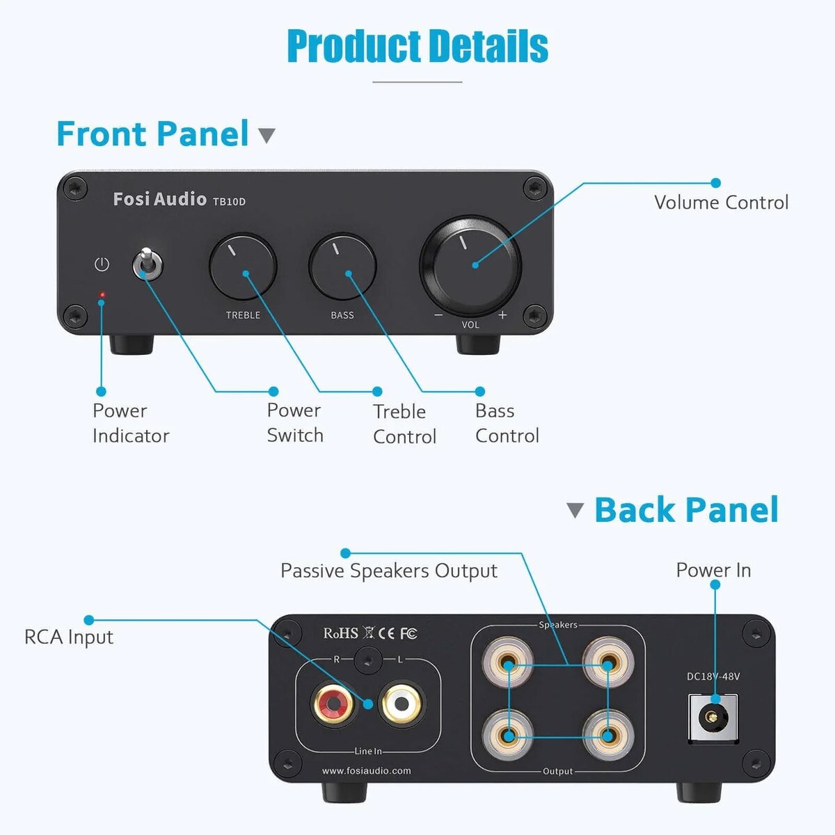 Fosi Audio TB10D Hi-Fi Integrated Amplifier 300W x 2